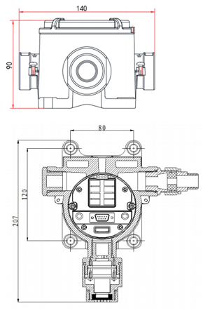 SL-D730可燃气体探测仪外形及安装尺寸图