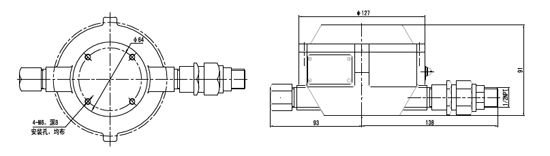 JTGB-HW-SL-D603点型红
外火焰探测器外形及安装尺寸图