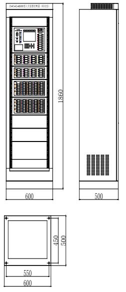 JB-TG-SL-M6000柜式火灾报警控制器柜体尺寸图