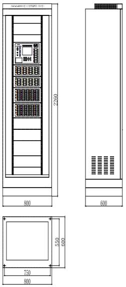 JB-TG-SL-M6000/G柜式火灾报警控制器单机尺寸图