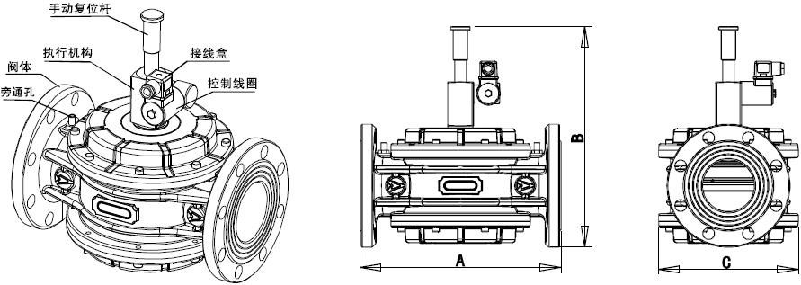 ZH2000系列燃气紧急切断电磁阀外形尺寸