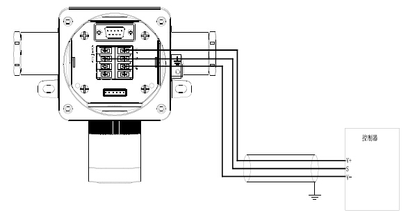 C630/DN点型可燃气体探测器(三线数字型)与控制器的连接示意图
