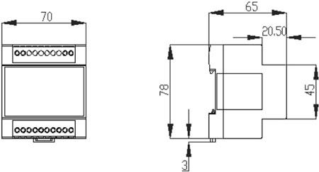 USC6526六路单相交流电压传感器外形尺寸图