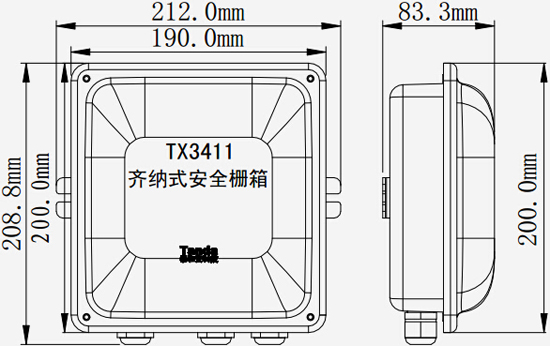TX3411齐纳式安全栅箱外形结构图
