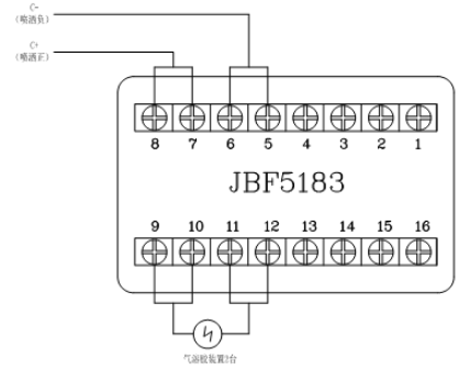 JBF5016气体灭火控制器控制气溶胶气灭装置接线