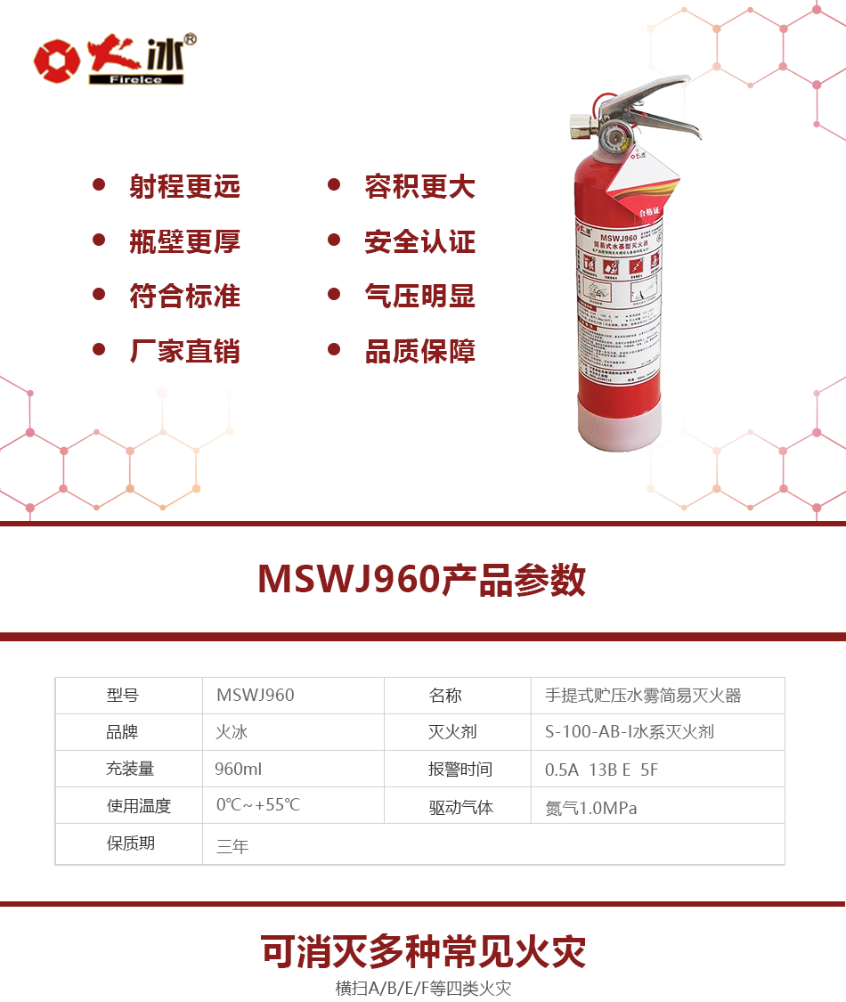 MSWJ960手提式贮压水雾简易灭火器