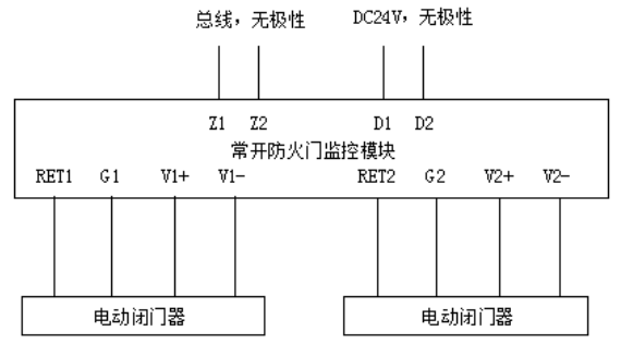 锐安科技RM1200常开防火门监控模块接线图