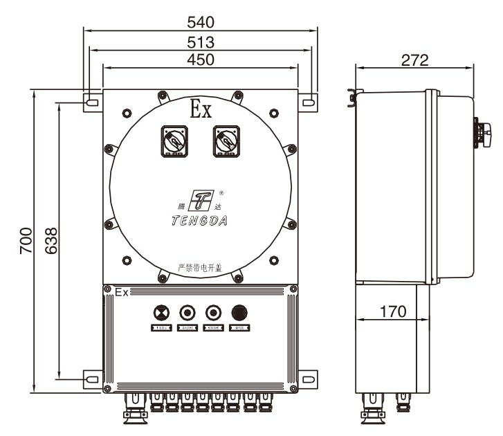TD-FP-0.3KVA-Ex-BXM53外形尺寸