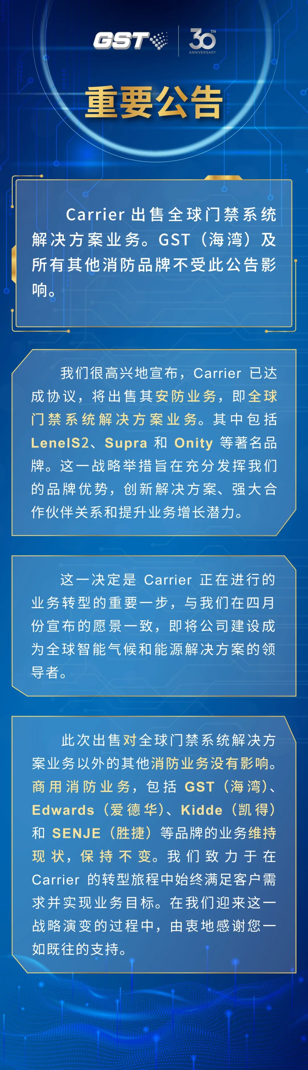 Carrier 出售方案不包含GST（海湾）及所有其他消防品牌