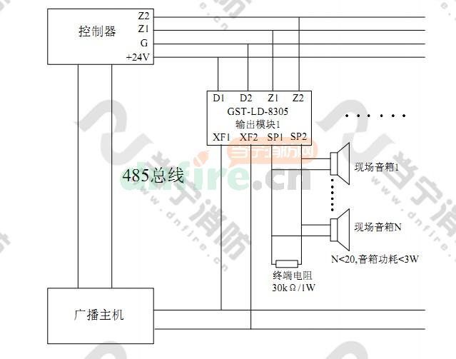 消防广播系统接线图