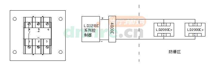 J-SAB-M-LD2000E(Ex)端子图与接线图示例