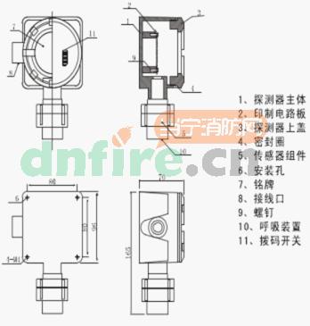 AT0501AH点型可燃气体探测器结构特征图示