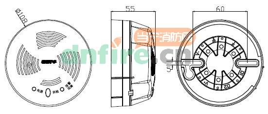 GST-BR001F探测器及底座，示意图