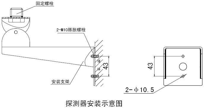JTGB-HW-XH803Ex双波段红外火焰探测器安装示意图