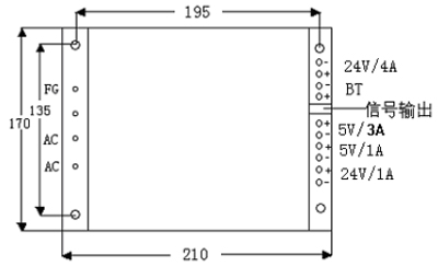 ADDBT5A-6壁挂式电源外形尺寸图

