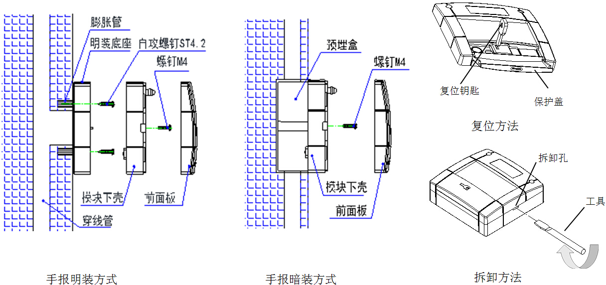 J-SAB-M-BK8400手动火灾报警按钮安装图