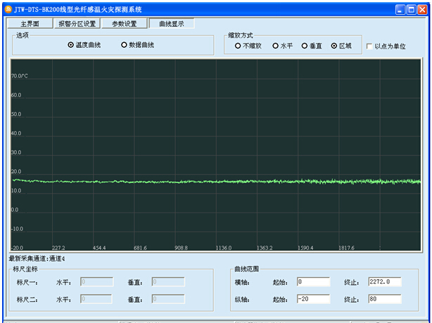 JTW-DTS-BK200可恢复式线型光纤差定温火灾探测器软件界面