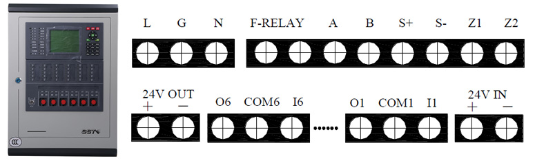 JB-QB-GST200壁挂式火灾报警控制器接线端子图