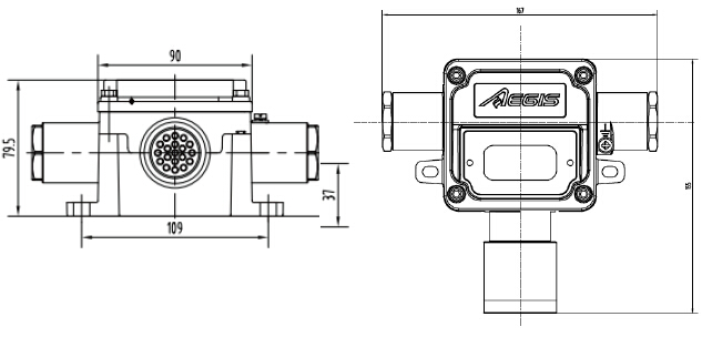 C630/DN点型可燃气体探测器外形尺寸示意图

