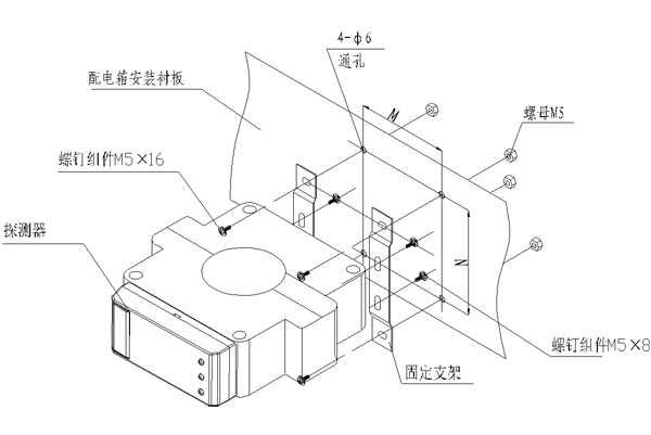 开口圆孔型探测器安装过程分解图