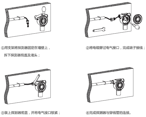 C630和C630/E气体检测仪安装步骤图</