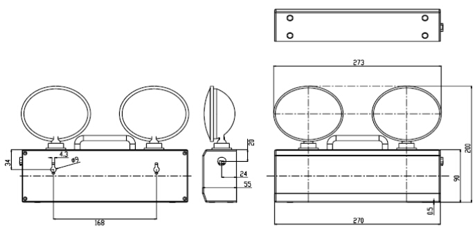 HY-ZFJC-E6W消防应急照明灯具外形尺寸