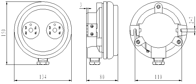 JDJQ-1防爆紧急启动/停动按钮外形结构示意图