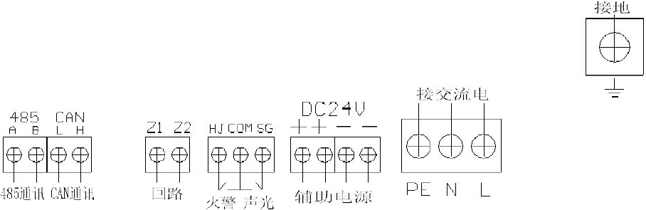 JB-QB-TX3001A火灾报警控制器外部接线端子
