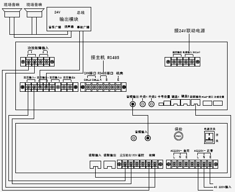 HY5700B 系列消防广播主机系统接线示意图