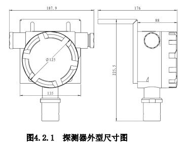 JTQ-CH281Ex可燃气体探测器外形尺寸图