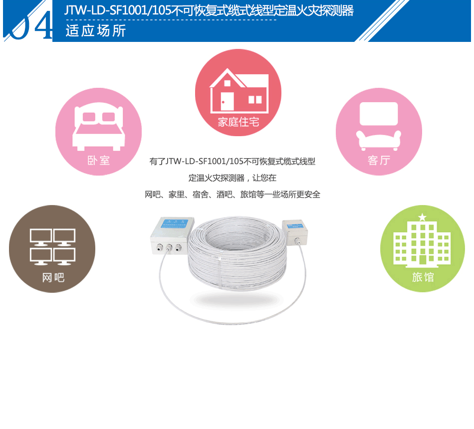 JTW-LD-SF1001/105不可恢复式缆式线型定温火灾探测器应用场所