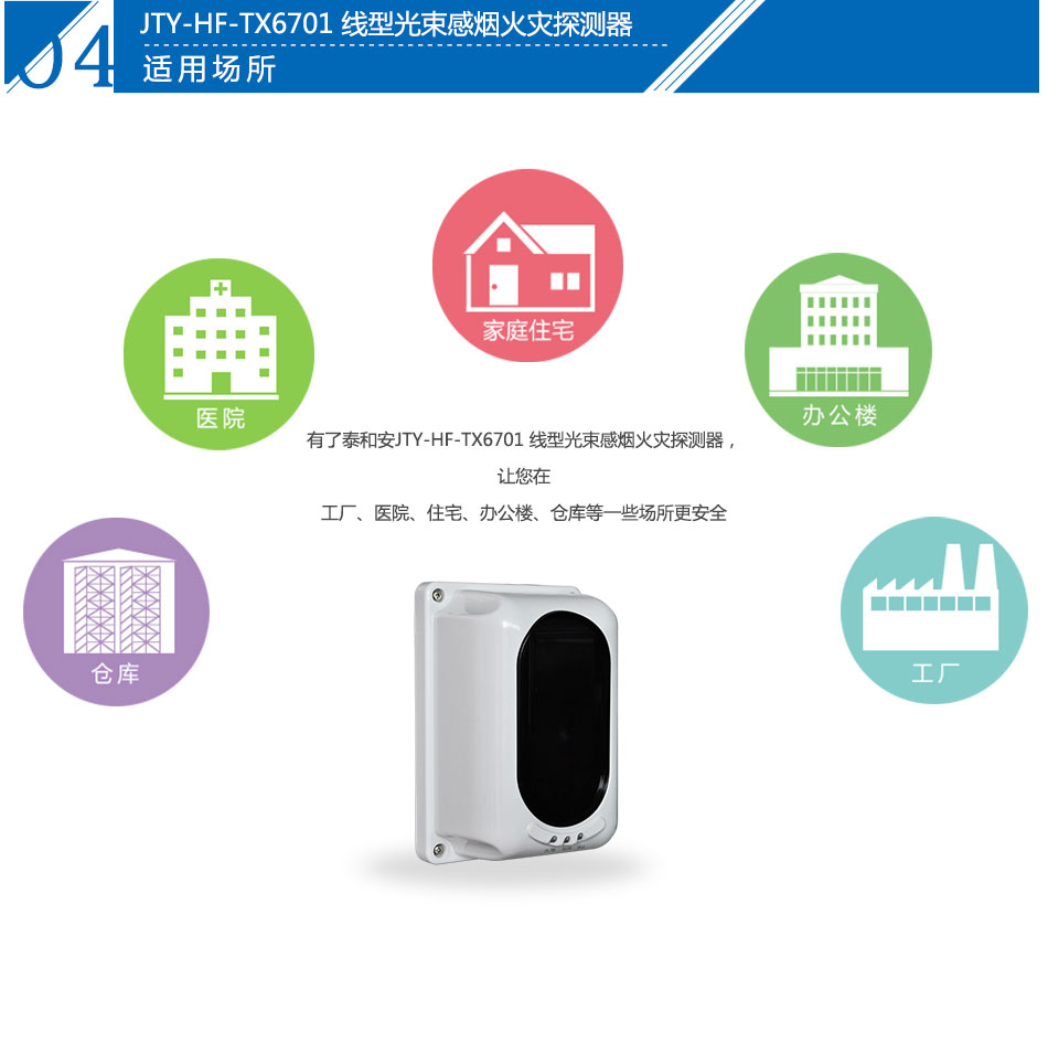 泰和安JTY-HF-TX6701 线型光束感烟火灾探测器应用场所