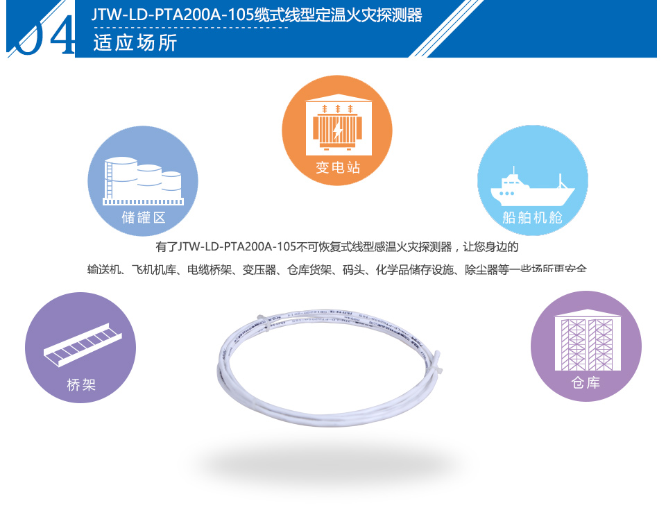 JTW-LD-PTA200A-105缆式线型定温火灾探测器适用场所