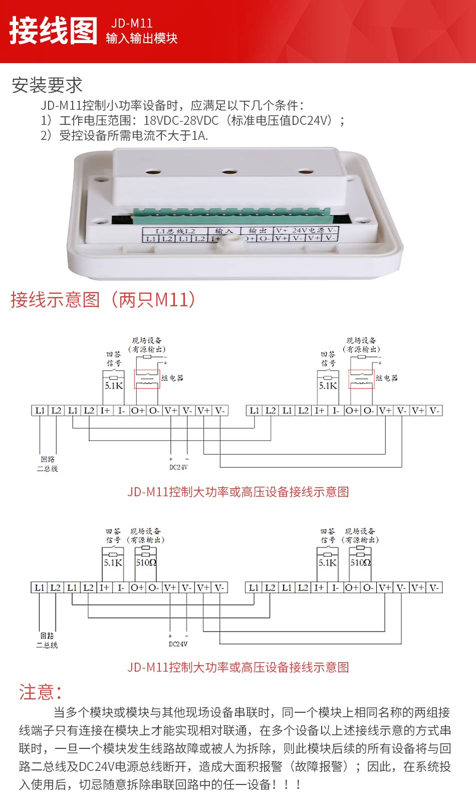 JD-M11输入输出模块接线