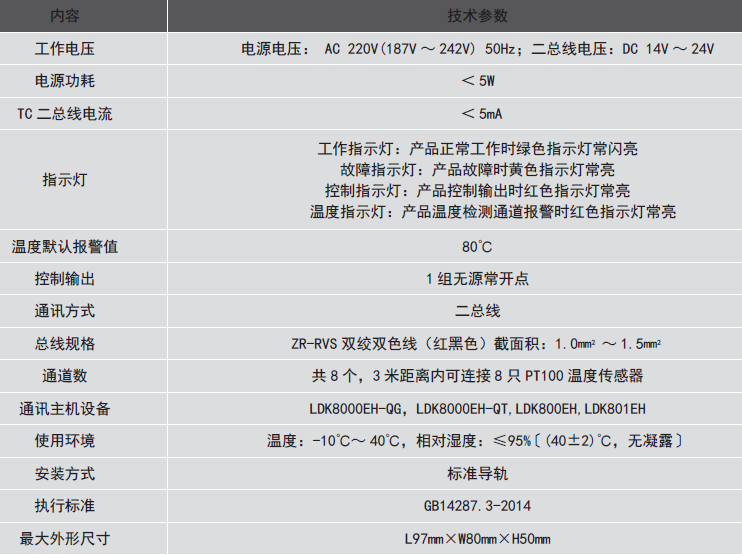 LDT9006EH测温式电气火灾监控探测器