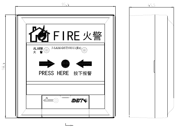 报警按钮外形示意图