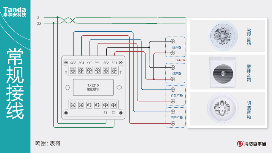 泰和安消防TX3210输出模块接线