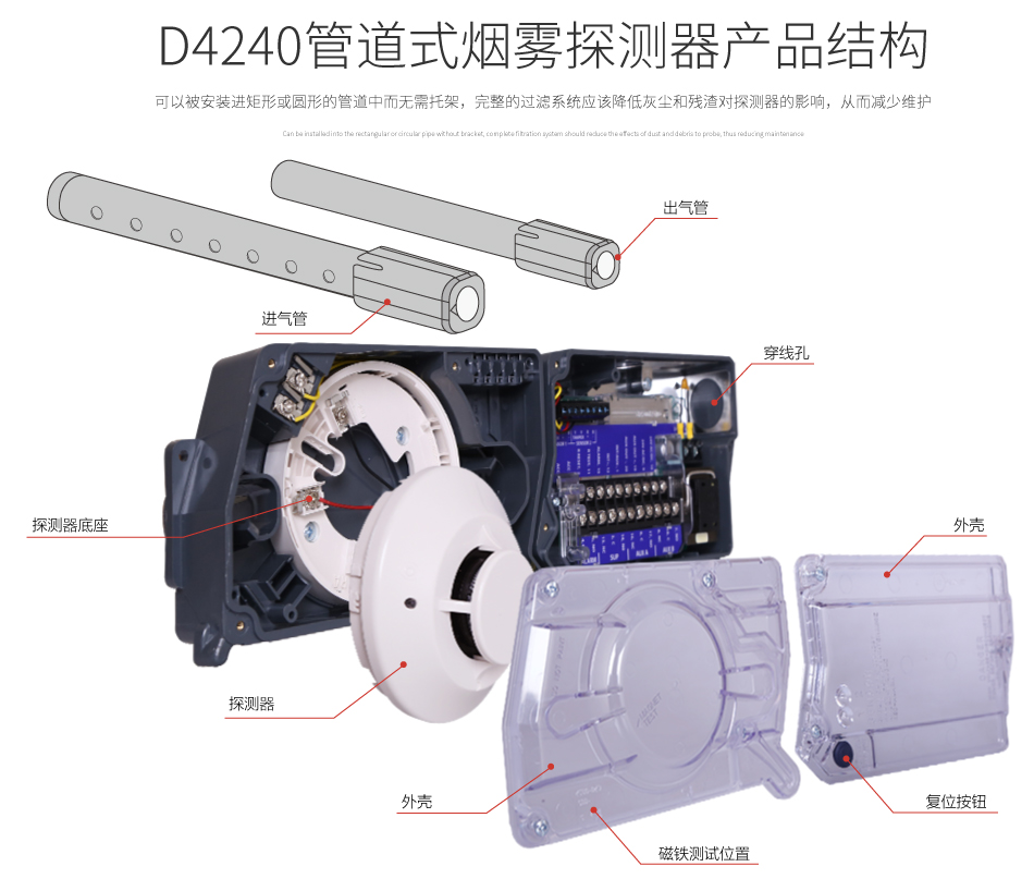 D4240管道式烟雾探测器(风管型风管式感烟火灾探测器)产品结构