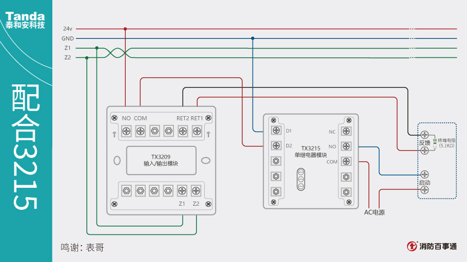 泰和安消防TX3209模块常见接线方式