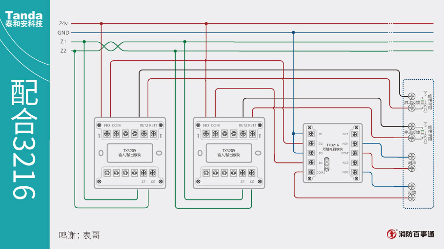 泰和安消防TX3209模块常见接线方式