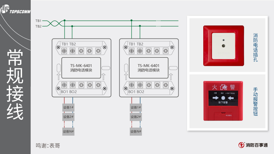 鼎信消防TS-MK-6401消防电话模块接线