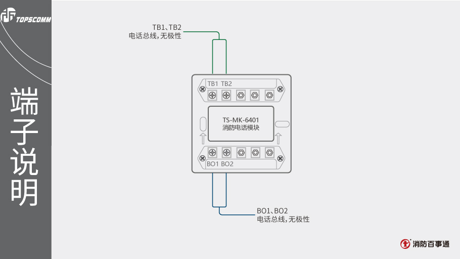 鼎信消防TS-MK-6401消防电话模块端子说明