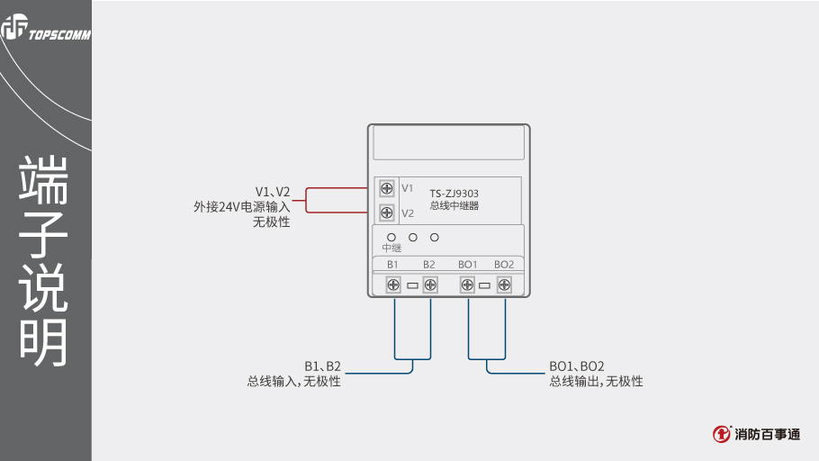TS-ZJ9303总线中继器端子说明