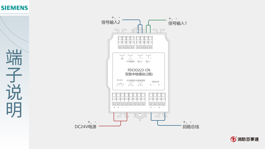 FDCIO223-CN双路中继模块端子说明