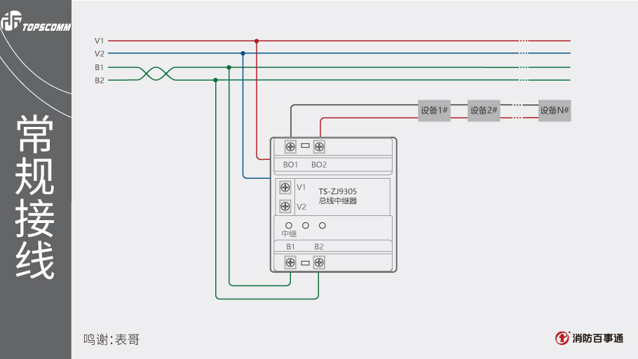 鼎信消防TS-ZJ9305总线中继器接线