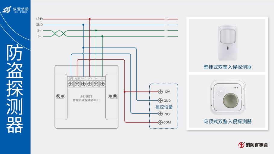 依爱J-EI6033模块接智能防盗探测器