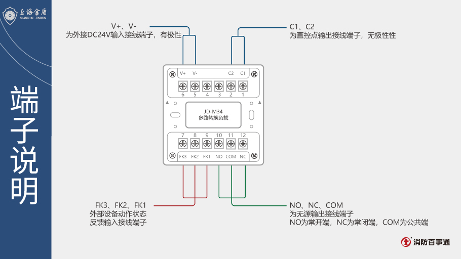 JD-M34多线转换负载模块端子说明