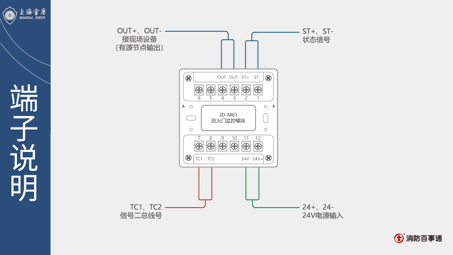 JD-M61防火门监控模块端子说明
