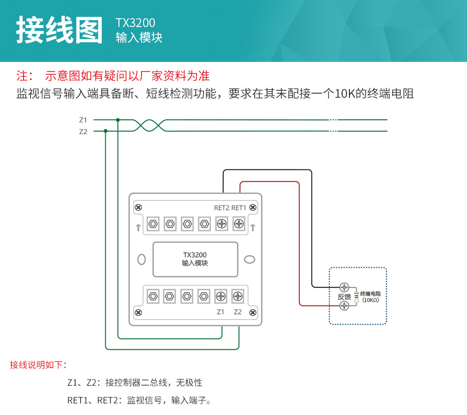 泰和安TX3200输入模块安装接线