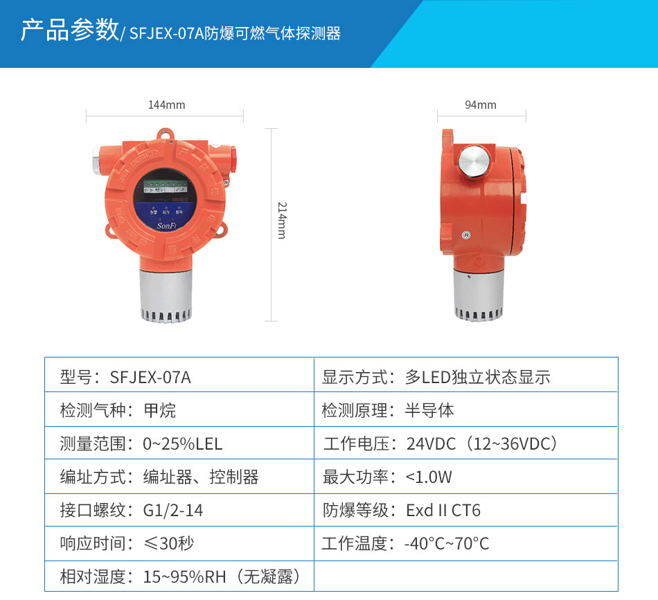 SFJEX-07A防爆可燃气体探测器